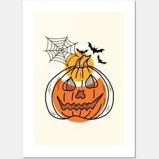 Spooky Halloween pumpkin boho style Posters and Art